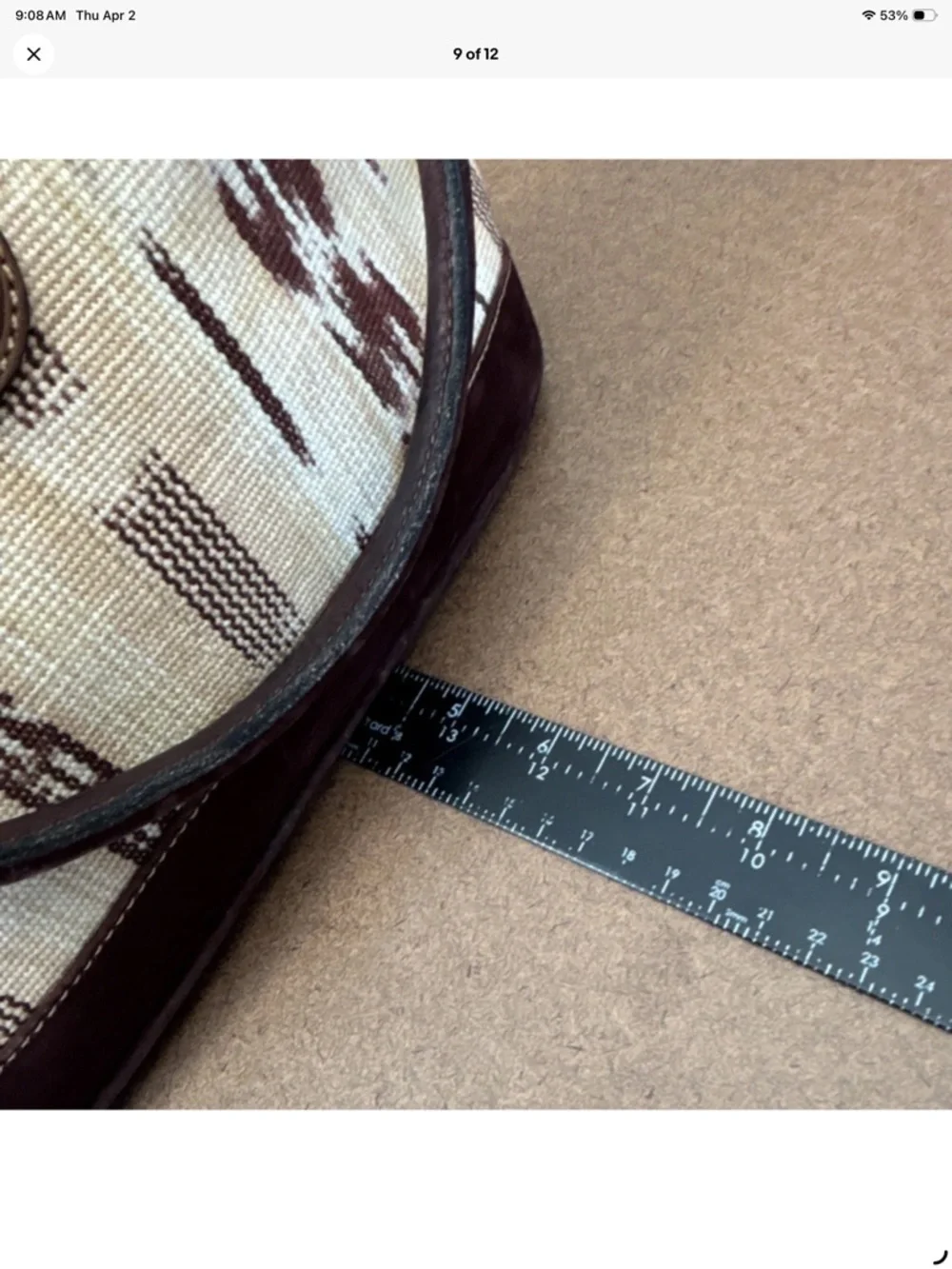 Western-Inspired handmade Brown & Cream handbag with Leather Trim